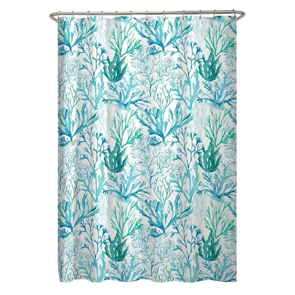 Zenna Coral Dream Shower Curtain Blue Green White Polyester 70 x 72-in Bath Gift